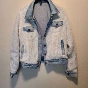 Fleece and denim jacket